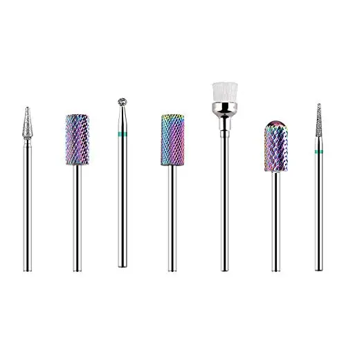 

Amazon Hot 7pcs Tungsten Carbide Diamond Carbide Acrylic Gel Nails Cuticle Manicure 3/32 Nail Drill Bits Set Nail File Bits, Picture