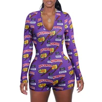 

Wantmove Autumn Jumpsuit Sexy Panda Print Rompers Long Sleeve Front Button V Neck 2019 New Rompers For Women DZ002