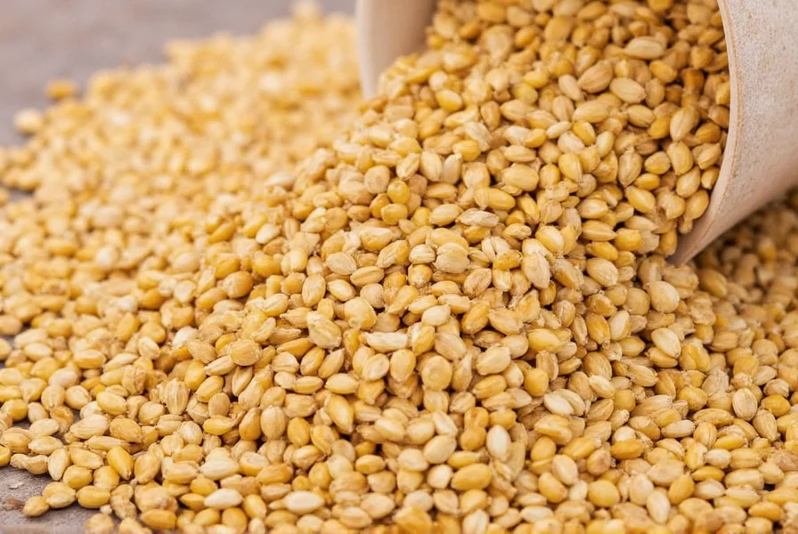 Close-up of fenugreek seeds soaking in glass jar with water, showing texture change after 8 hours