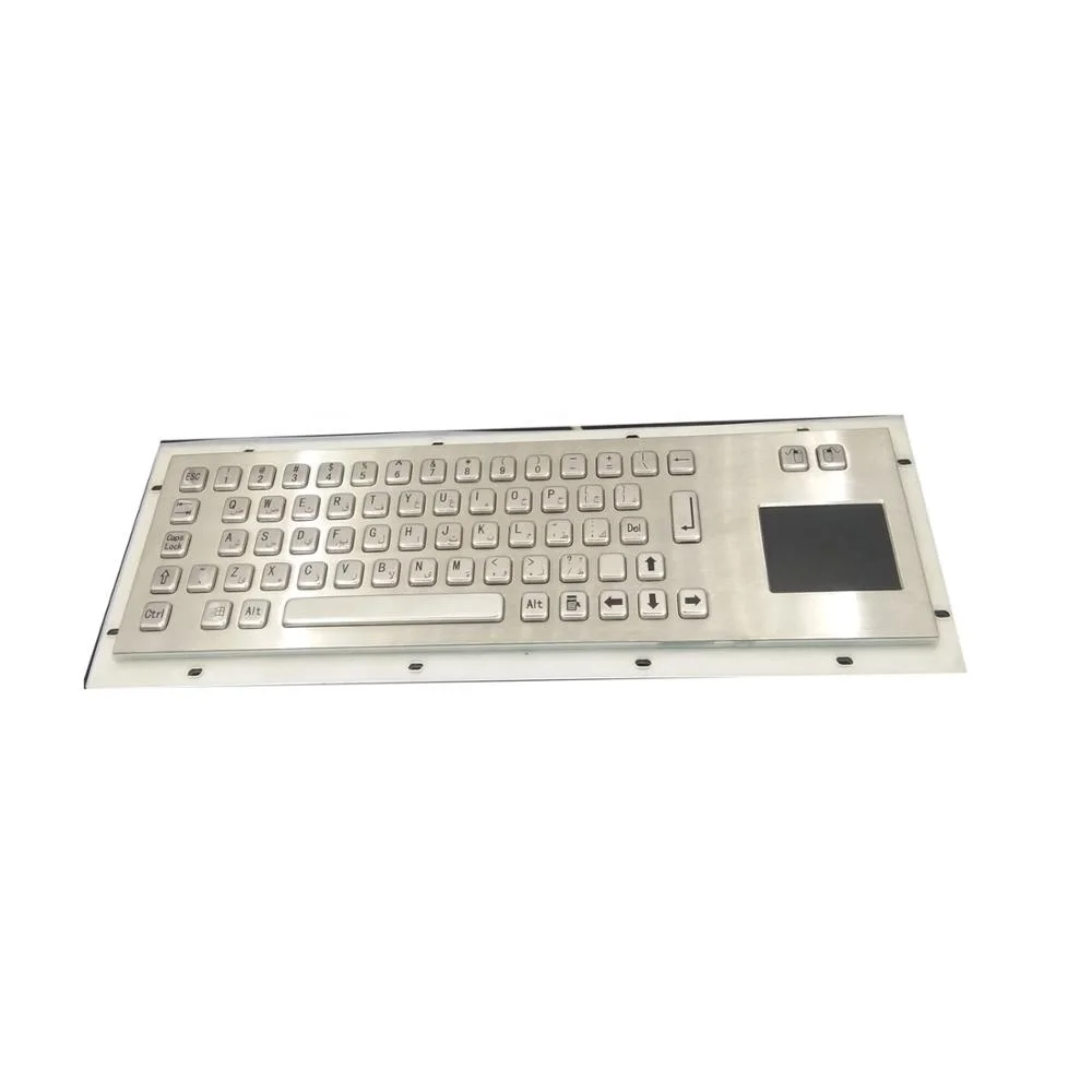 
Waterproof industrial stainless steel IP65 USB customized language layout metal keyboard with trackball touchpad 