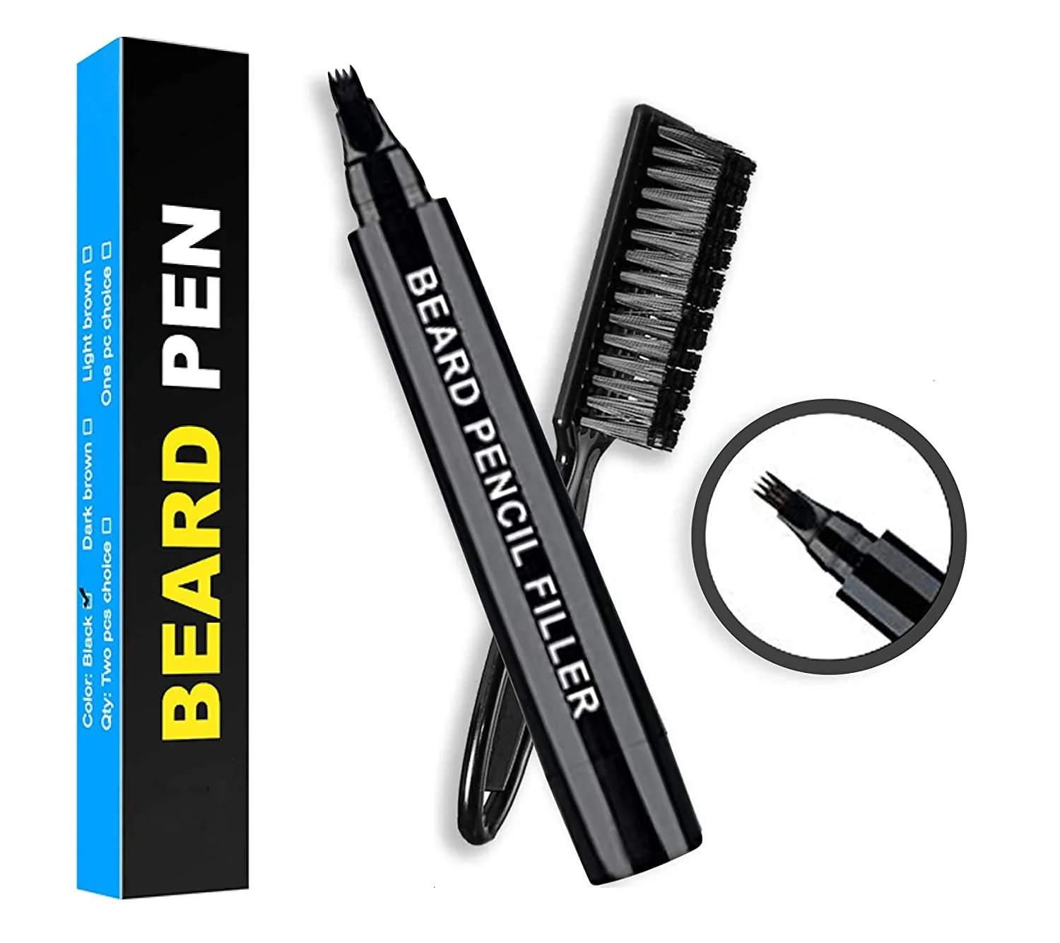 

Customization Available Two sides Beard Pencil Filler Water Proof Long Lasting Coverage & Natural Beard Pen Beard Filling Pen, Black/dark brown/light brown color