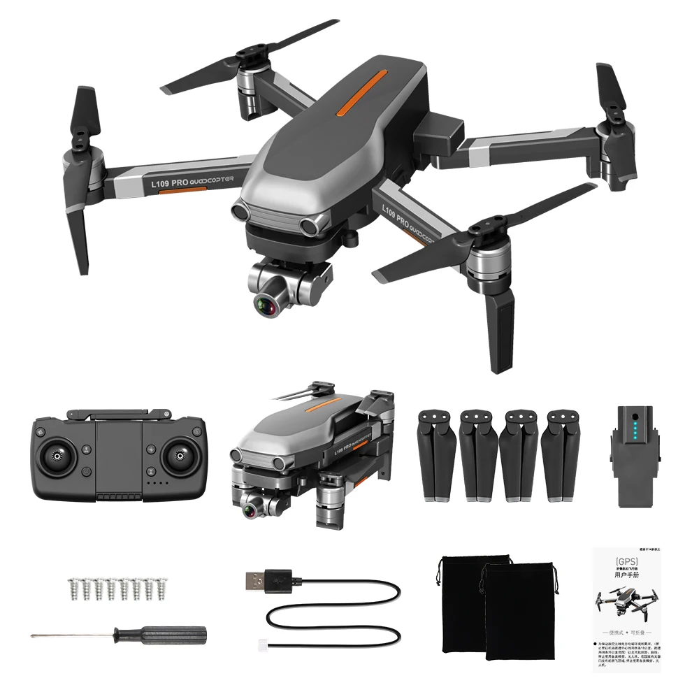 

L109 PRO GPS Drone 4K With Camera Two-Axis Anti-Shake Gimbal RC Quadcopter Dron Brushless Motor Professional drones, Black