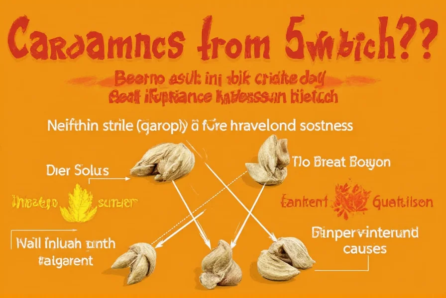 Green cardamom pods and seeds on wooden background