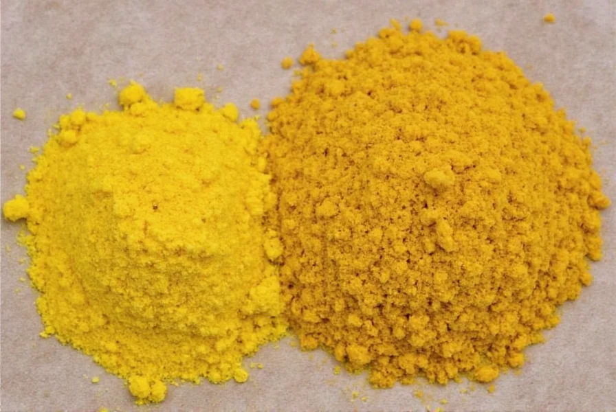 Cook smiling while adding mustard to a dish in the kitchen