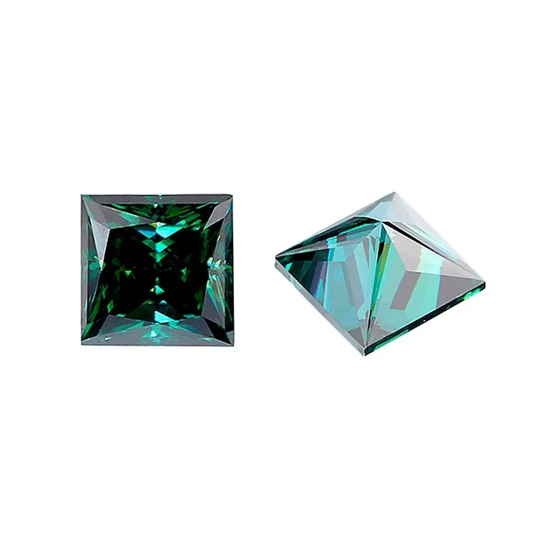 Direct Factory Price Synthetic Diamond Green Color Fancy Princess Cut Loose Colored Moissanite Diamonds
