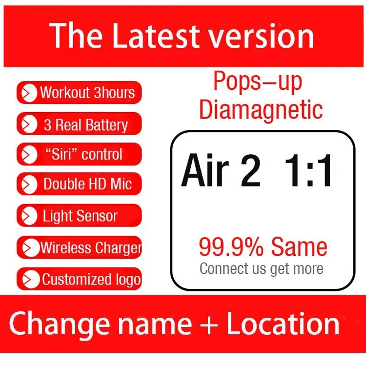 i500 tws Pods Air 2 GPS changeable name In-ear smart sensor Bluetooth headset i200 i60 i80 i100 i500 tws - ANKUX.COM