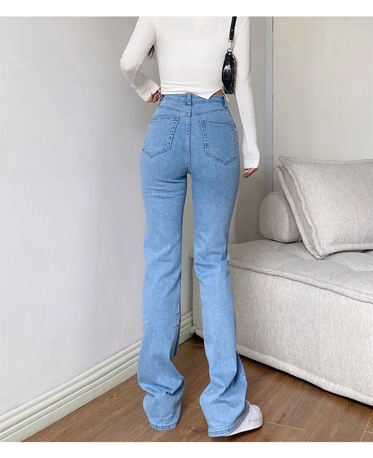 

Women's Black Color Flare Fit Spanish Leg High Waist Jean Women's Clothing Wholesale in 2022 she in