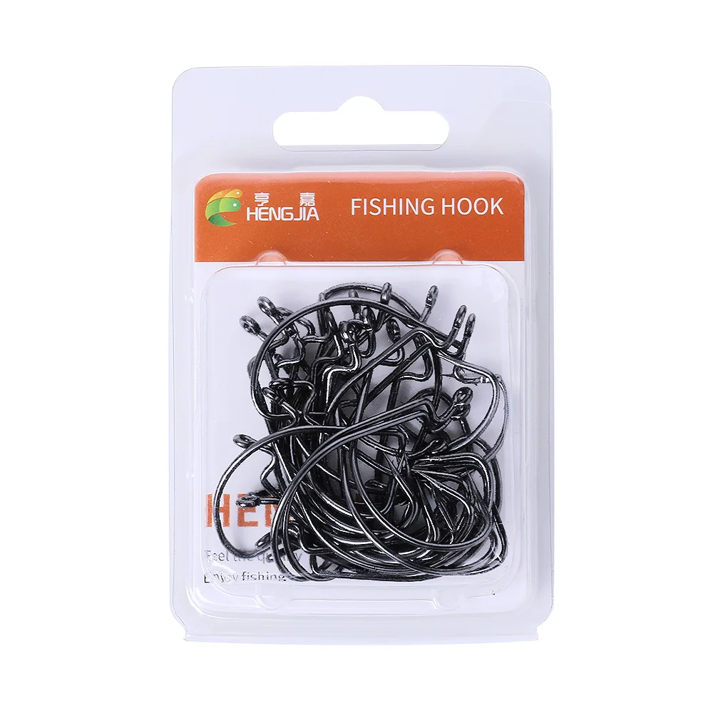 Hengjia Wholesale Crank Hook Black 30pcs Boxed Single Hook 30pcs/box