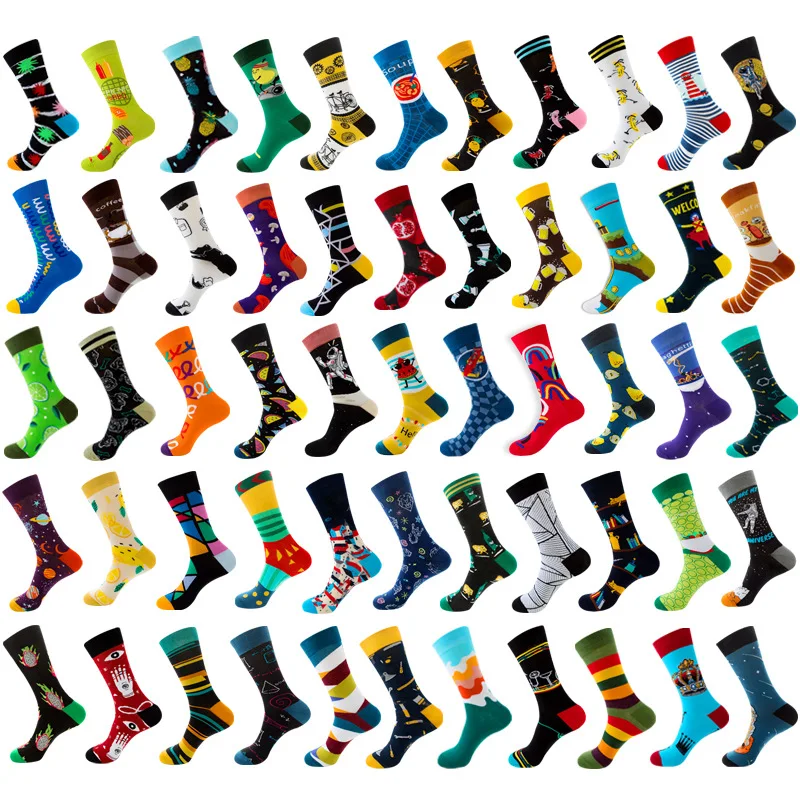 

XIANGHUI Creative Custom Cotton Popular Logo Men Women Socks Tube Skateboard Casual Happy Socks