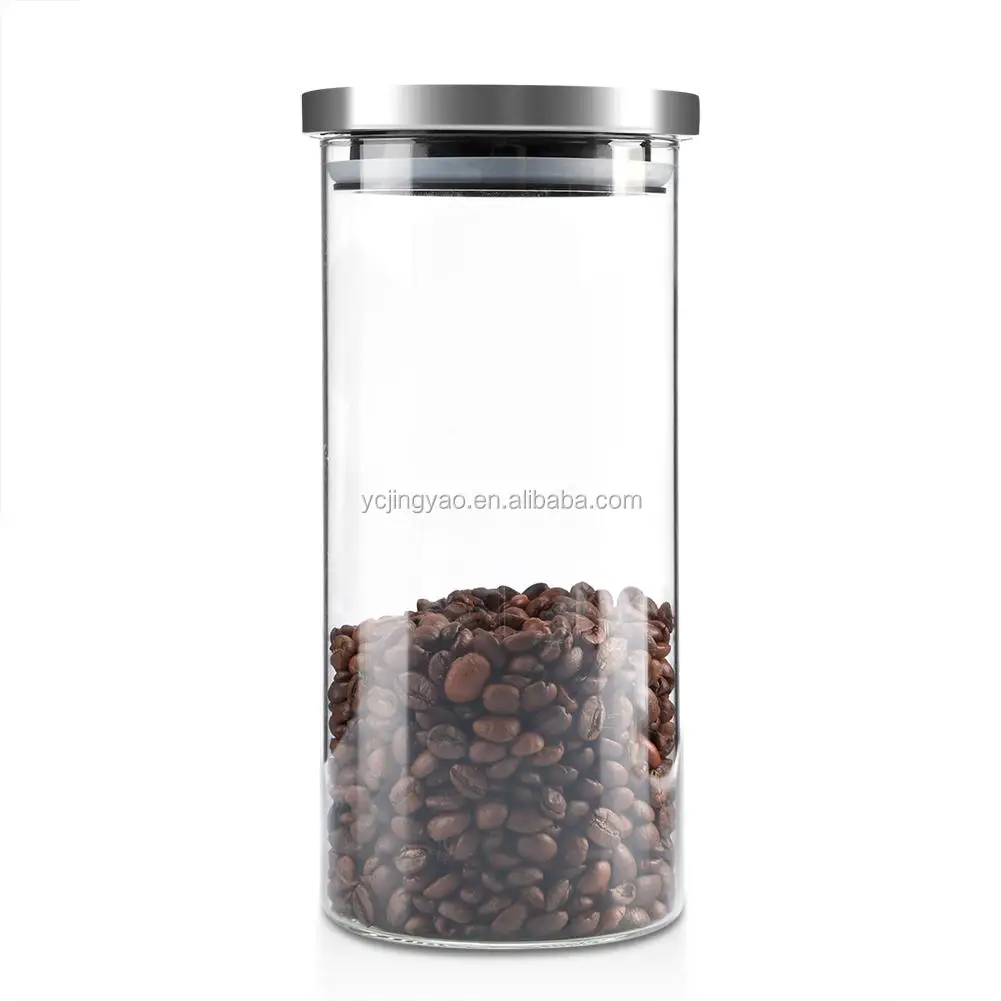 

Vacuum Seal Pyrex Borosilicate Luxury Glass Weed Storage Container Jar Spaghetti with Stainless Steel Lid 1000ml, Transparent