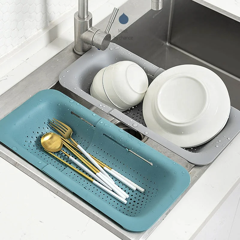 

Foldable Dishes Drying Rack Shelf Sink Drain Basket Collapsible Colander Kitchen Extendable Strainer Bathroom Storage