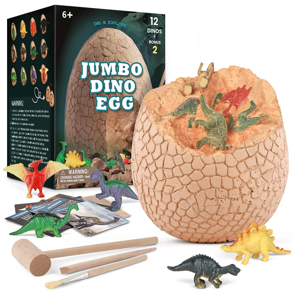 

Jumbo Dino Egg Dig Kit Dinosaur Eggs Toys with 12 Different Dinosaur Toys STEM Dino Excavation for Boys & Girls Age 6 and up
