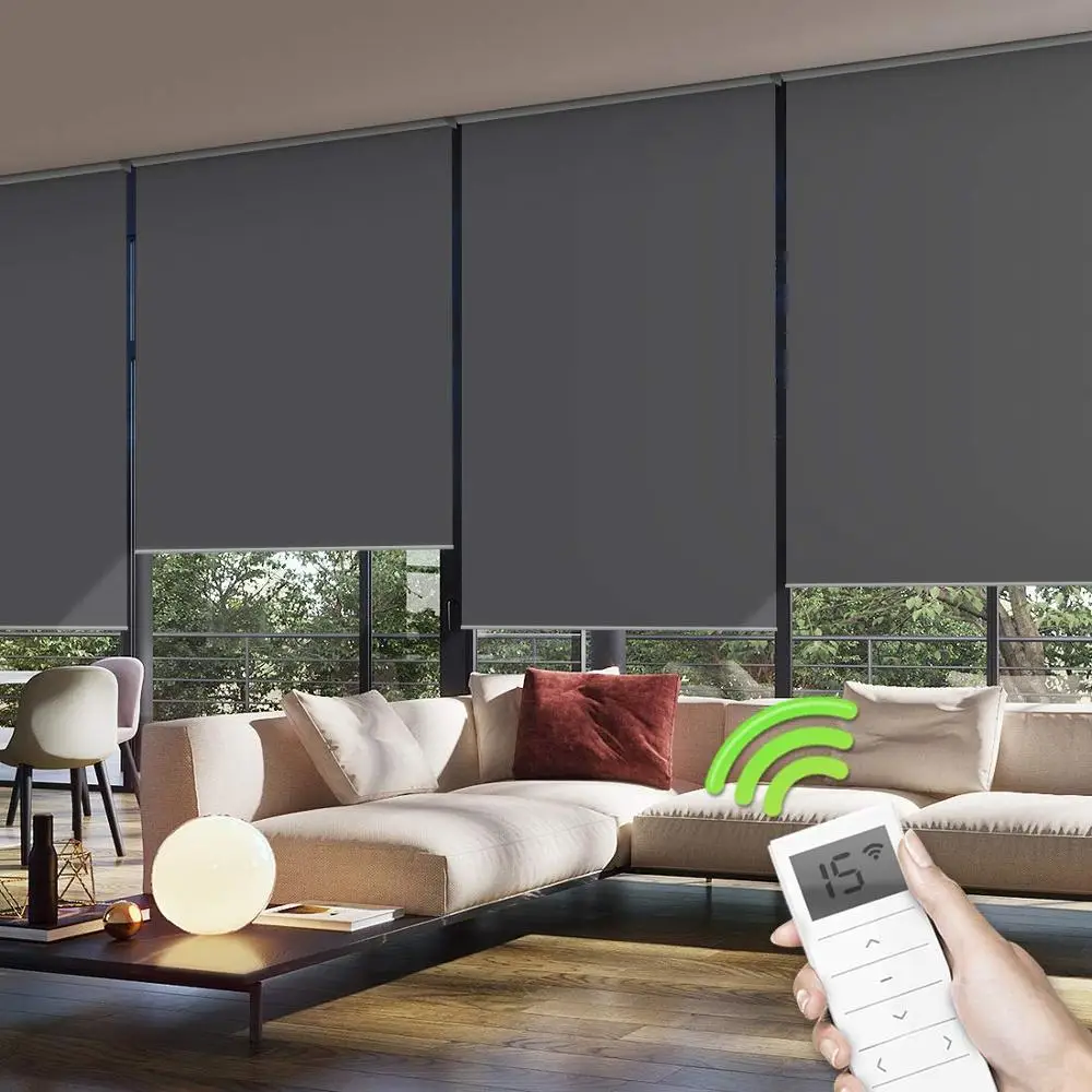 

Indoor Electric Remote Control White Automatic Blackout Motorised Roller Blinds, Customer's request