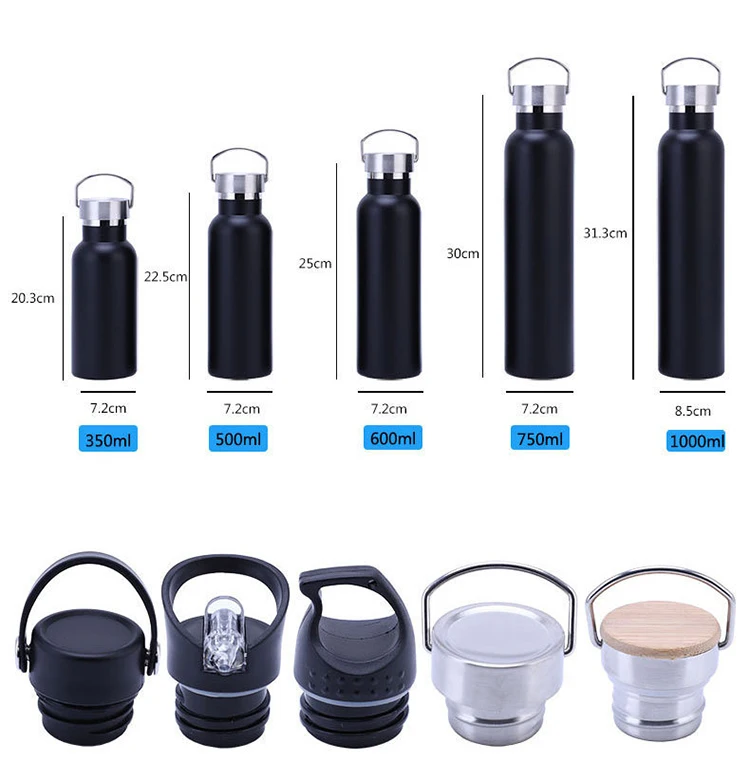 

Ready to ship 350/500/600/750/1000ml double wall vacuum flask insulated stainless steel water bottle, Red, black, white etc