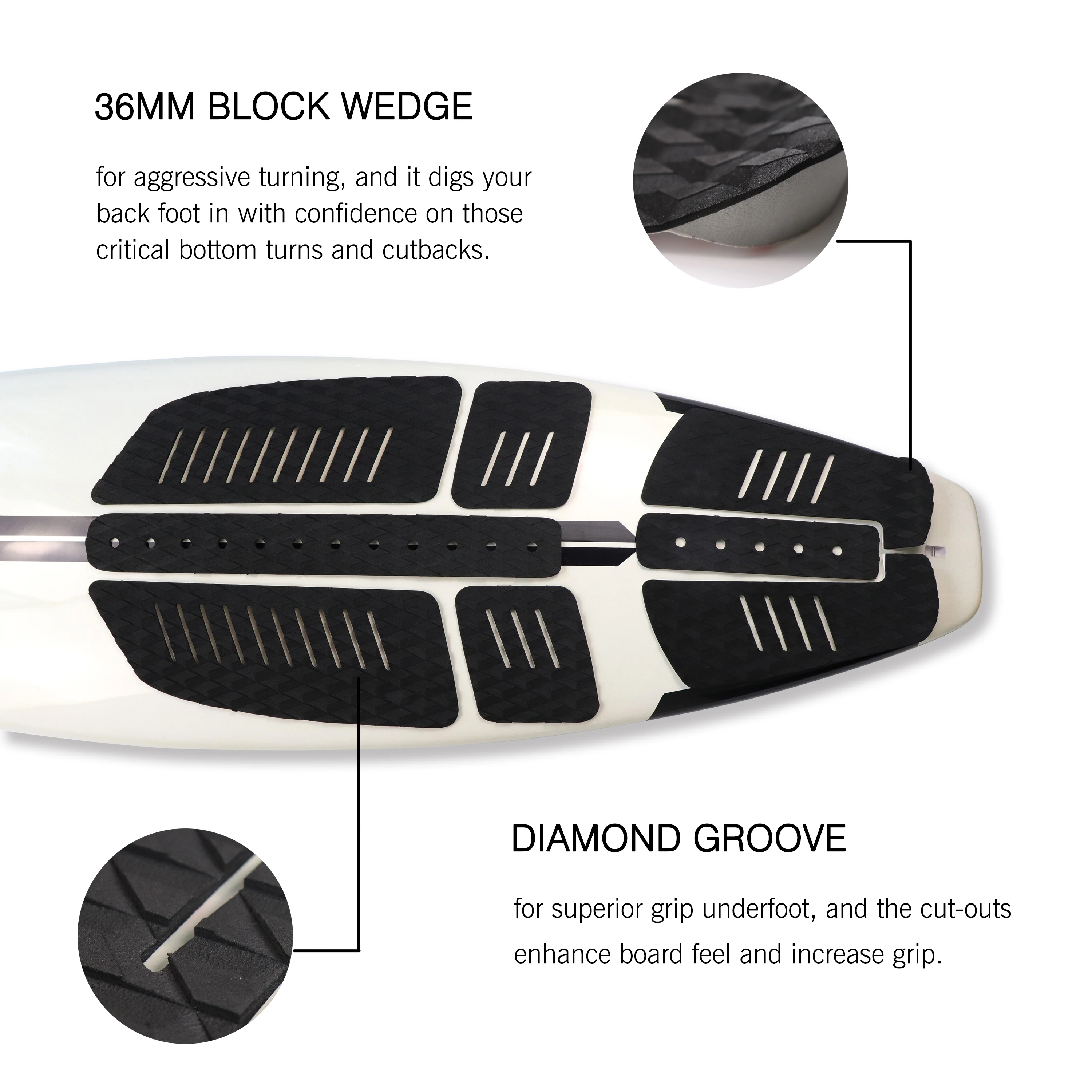 Surfing Traction Tails Pad 3 Piezas Eva Surfboard Deck S | Meses Sin, , large