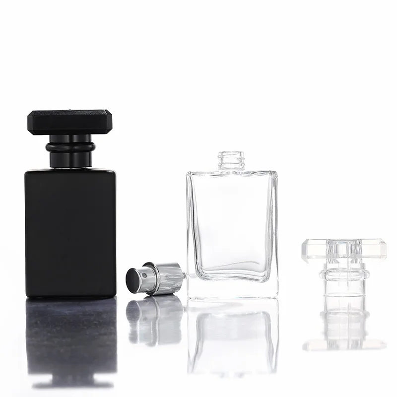 

Custom logo 30ml 50ml 100ml square waist high-end Spiral nozzle spray perfume cosmetic package container bottle with box