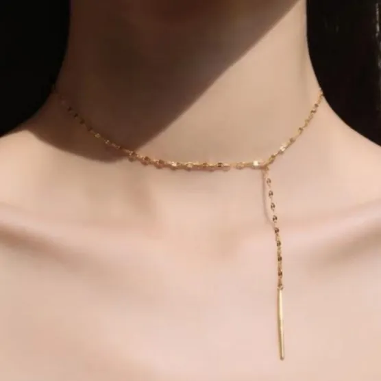 

Luxury Fashion AU750 Pure Real 18K Gold Chain Necklace Jewelry Women Ladies Bridal Engagement Wedding Necklaces