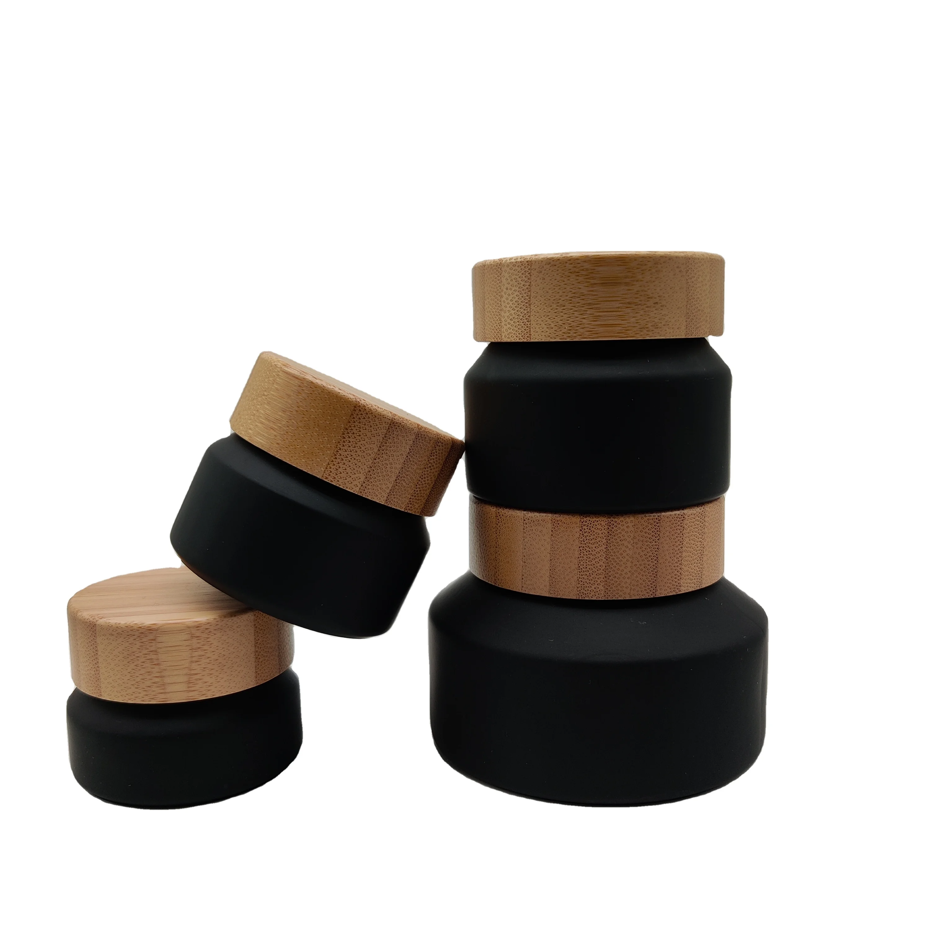 

frosted black cosmetic glass jar 50g matte black glass jar with lid cosmetic packaging cream container