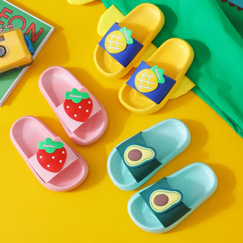 

Children's slippers summer boys and girls baby indoor household sandals cute fruit non-slip soft bottom Bath kid shoes