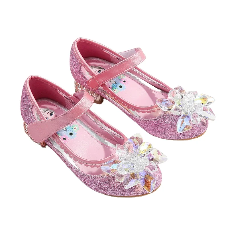 

Low heel princess dress kids shiny wedding party shoes