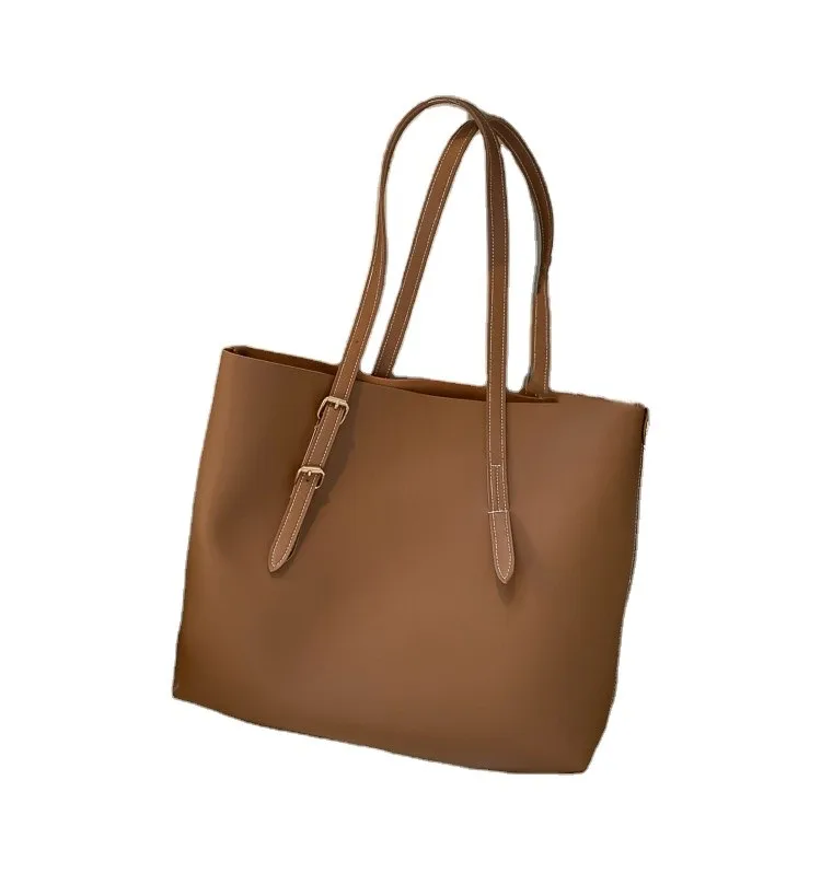 

New style large capacity bag leather single shoulder bag versatile handbag for women, Deep brown/light brown/black/khaki