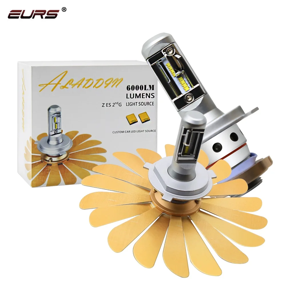 

EURS brightest H4 led headlamp lumens 6000lm price of bulbs for vehicles 9006 fanless zes h7 led headlight bulbs