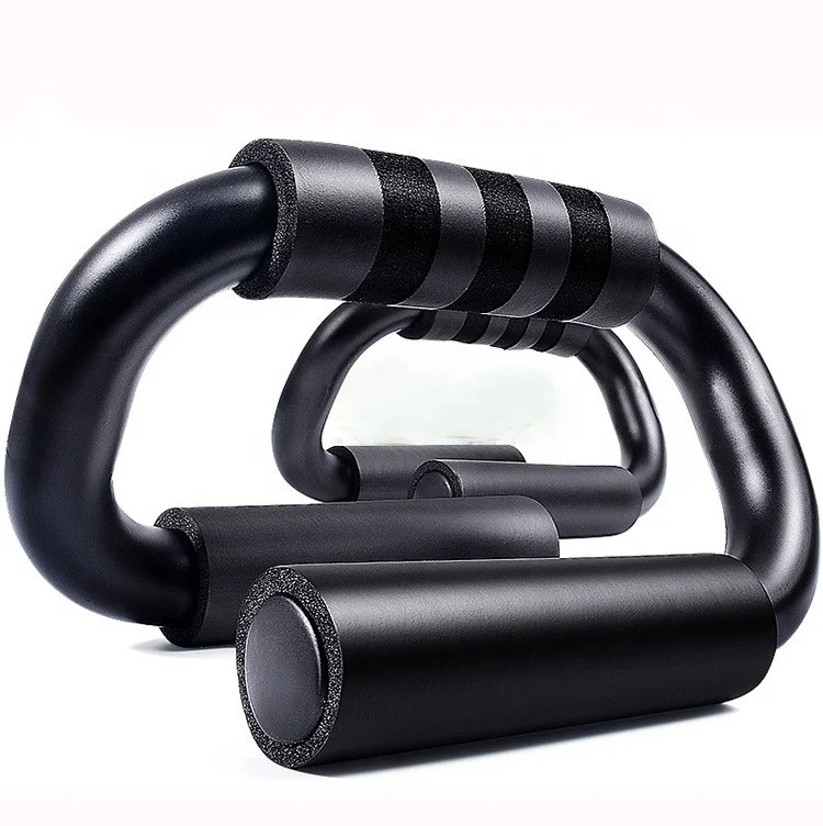 

High Quality Fitness Exercise Tool Push-up Bar with Foam Handle S-shaped Push-up Grips Push up Stands Bars Black Color Box ZY