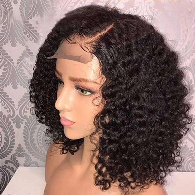 

Short Curly Lace Wig Human Hair Bob Cut 13*4 4*4 Frontal Wigs With Baby Hair Virgin Brazilian Bob Curly Lace Front Wig