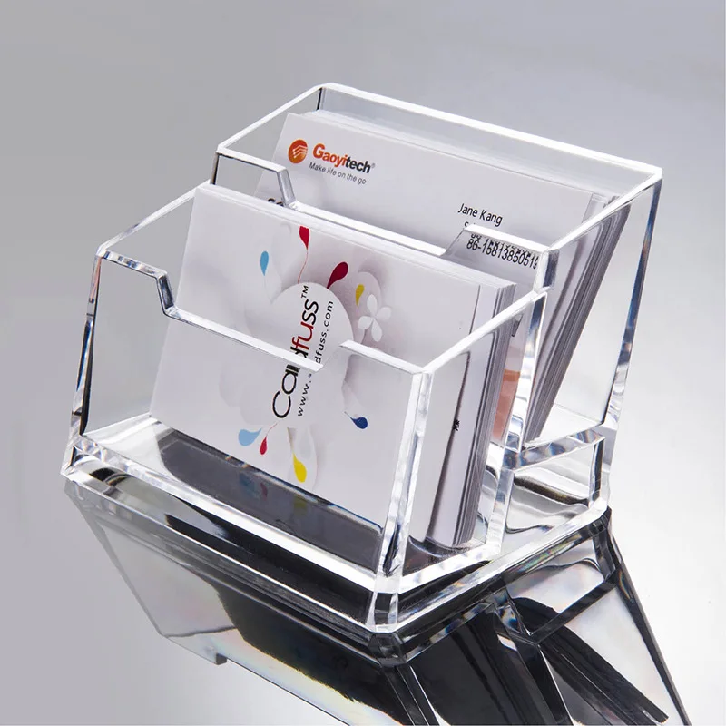 

Desktop Business Card Holder Containers Office Advanced Acrylic Display Stand Transparent Pencil Slot Case Storage Box Organizer