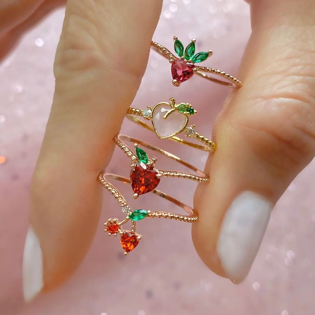 

gold plated fashion women delicious fruit ring, Customized