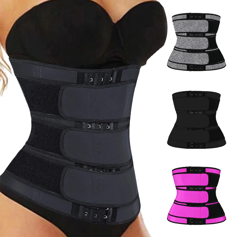 

Wholesale Custom Private Label 3 Strap Breathable Neoprene Fitness Corset Body Shapers Slimming Belt Women Waist Trainers, Red, black,grey