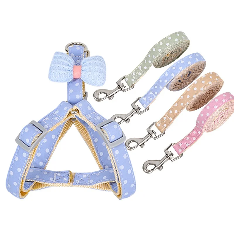 

Wholesale Fashion Polka Dot Designer Dog Harness Set Dog Harness And Leash For Small Medium Dogs Cats, Multi colors