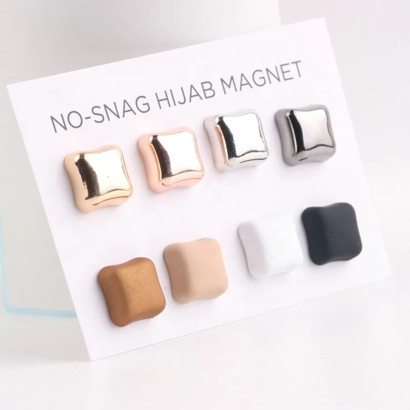 

Spot Muslim Hijab Scarf Pins Buckle Square Metal Magnetic Brooch