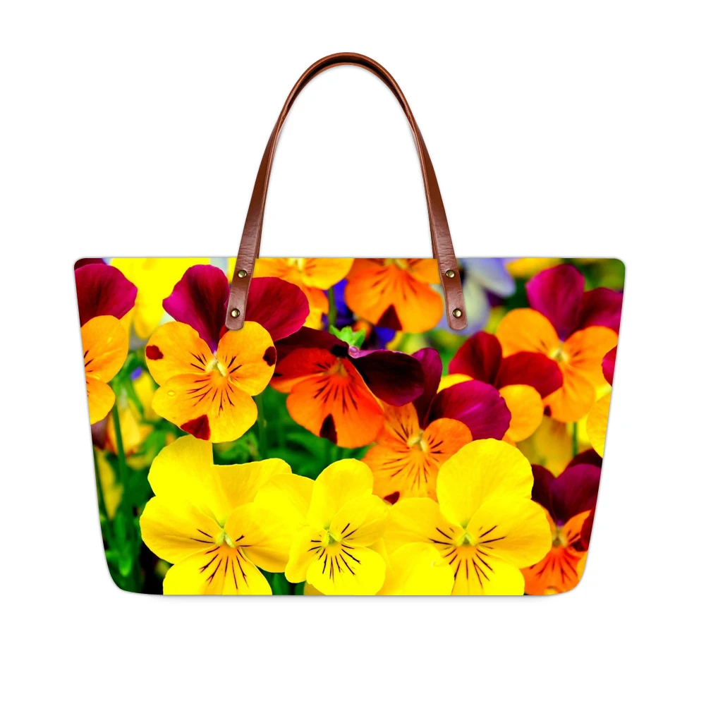

Women's Flower Print Large Handbags with Custom Printed Logo