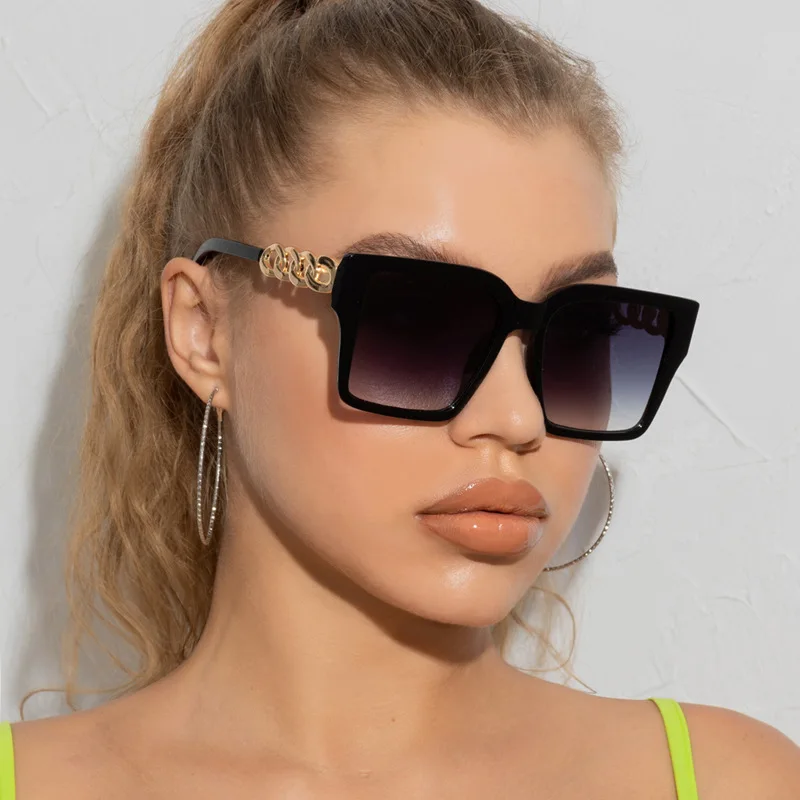 

2021 Custom Logo Designer Fashion Mens River Metallic Chain Famous Brands Trendy Sun Glass Eyewear Sunglasses with Cases, 4 colors