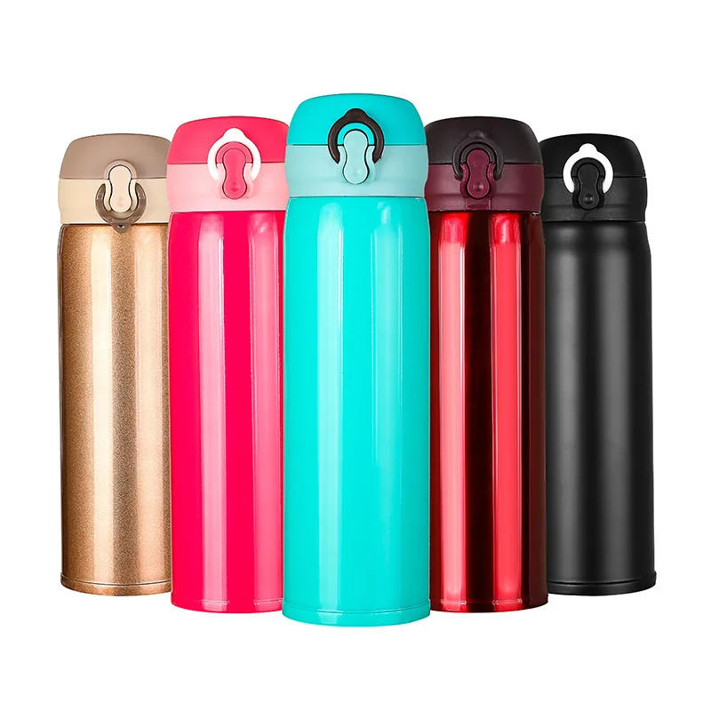 

One Touch Flip Top Stainless Steel Mug Thermos Vacuum Insulated Travel Tumbler Coffee Mug Cup 500ML, Custom colors