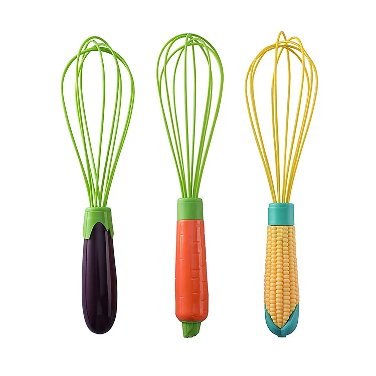 

Creativity inch Silicone Egg Whisk Eggplant Corn And Carrot Shaped Mixing Stick Baking Tool Manual Egg Whisk, Customized