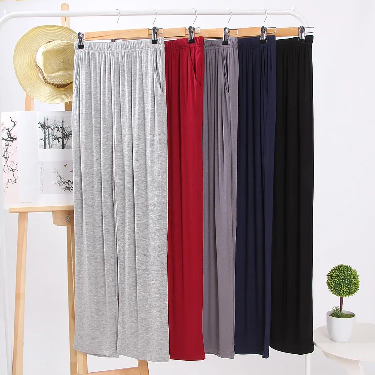 

Custom Modal Sleep Bottom Loose Fit Pajamas Trousers Homewear Sleep And Lounge Long Elastic Waist Soft Big Size Hot Sale