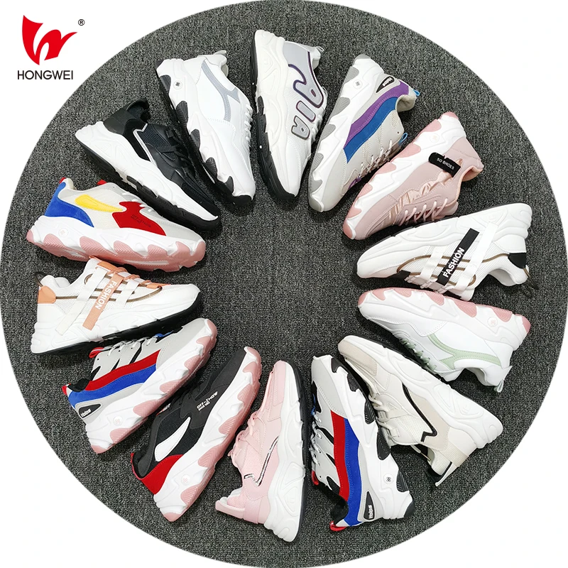 

2021 wholesale casual ladies shoes comfortable sport lady white chunky women's fashion sneakers, Mixed