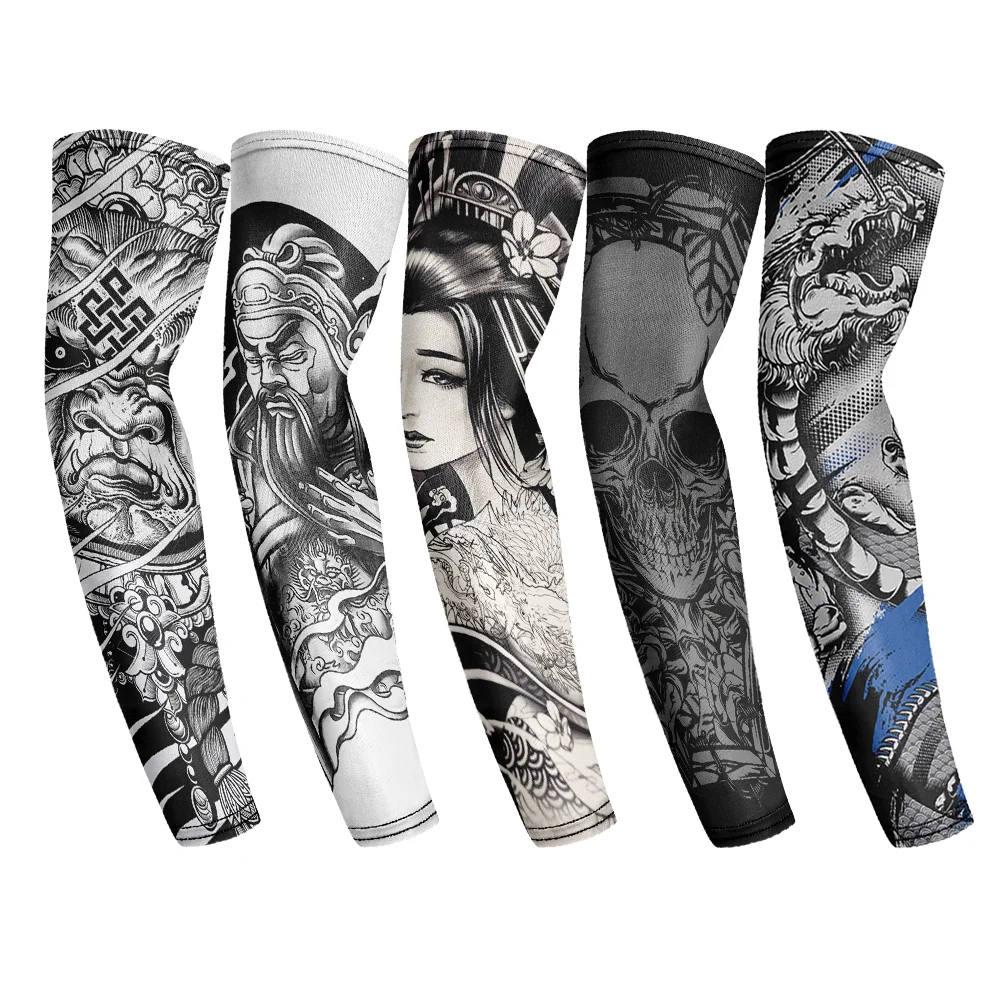 

1PC Street Tattoo Arm Sleeves Sun UV Protection Arm Cover Seamless Outdoor Basketball Riding Sunscreen Arm Sleeves For Men Women