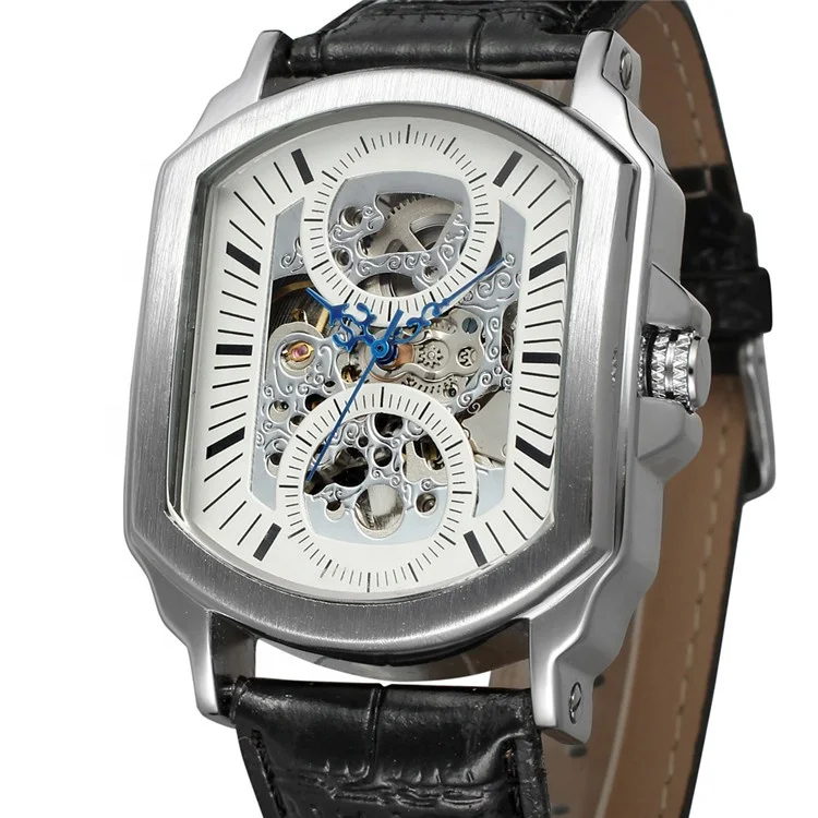 

WINNER 8080 men mechanical watch leather strap water proof automatic skeleton top brand luxurious wristwatches for Men