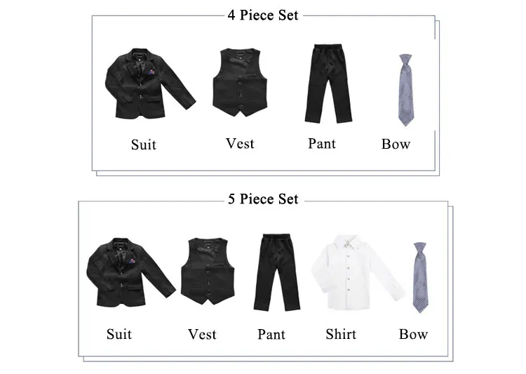 New fashion 4 pieces sets gentleman formal kids clothes suit for boy