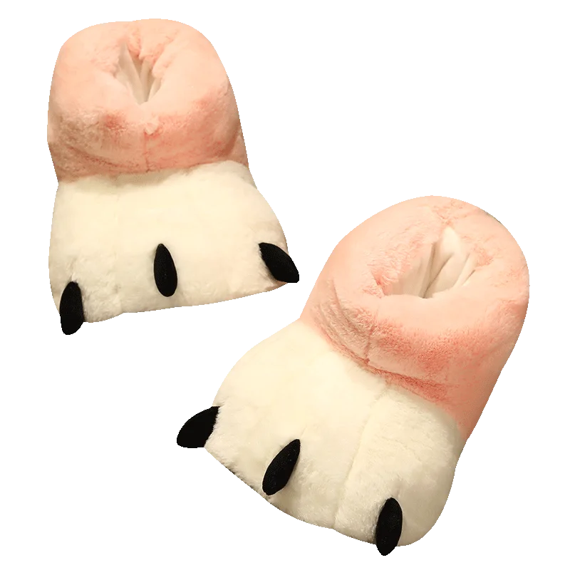 

Cartoon Animal Paws Winter Plush Warm Slippers For Women and Men Indoor Home Bedroom Ladies Slide Slippers Shoes, As picture