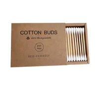 

N532 200Pcs/Box Double Head Bamboo Cotton Buds Adults Makeup Cotton Swab Wood Sticks Nose Ears Clean Cotton Swab
