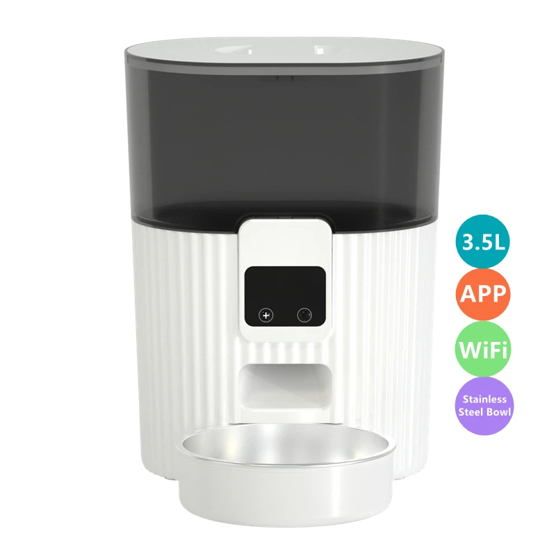 

3.5L APP WiFi Auto Dog Cat Feeder Stainless Steel Bowl Dual Power Supply Smart Automatic Pet Feeder