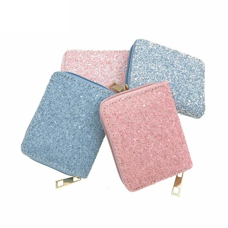 

Dazzle colour glitter PU wallet Student ladies short single zipper wallet zero wallet certificate bag spot