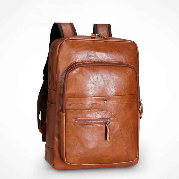 

Wholesale vintage fashion waterproof pu leather backpack men designer male backpack purse, 3 colors
