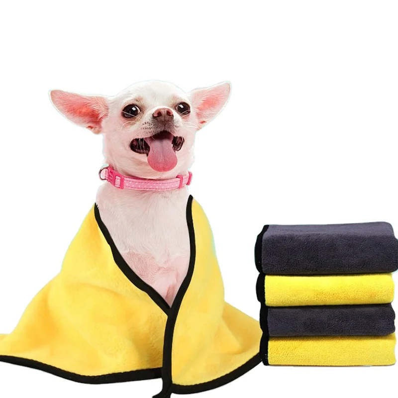 

Super Absorbent Microfiber Pets Dogs Cat Bath Towel Dog Bathrobe Large Quick-drying Dog Towel Convenient Cleaning Pet Supplies, Yellow+black