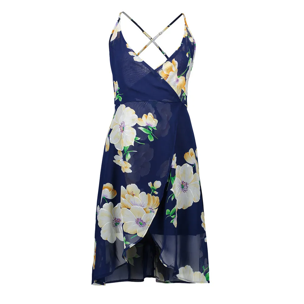 

Mutongyi new loose beach dress custom party backless sleeveless print midi knee length summer beach dress