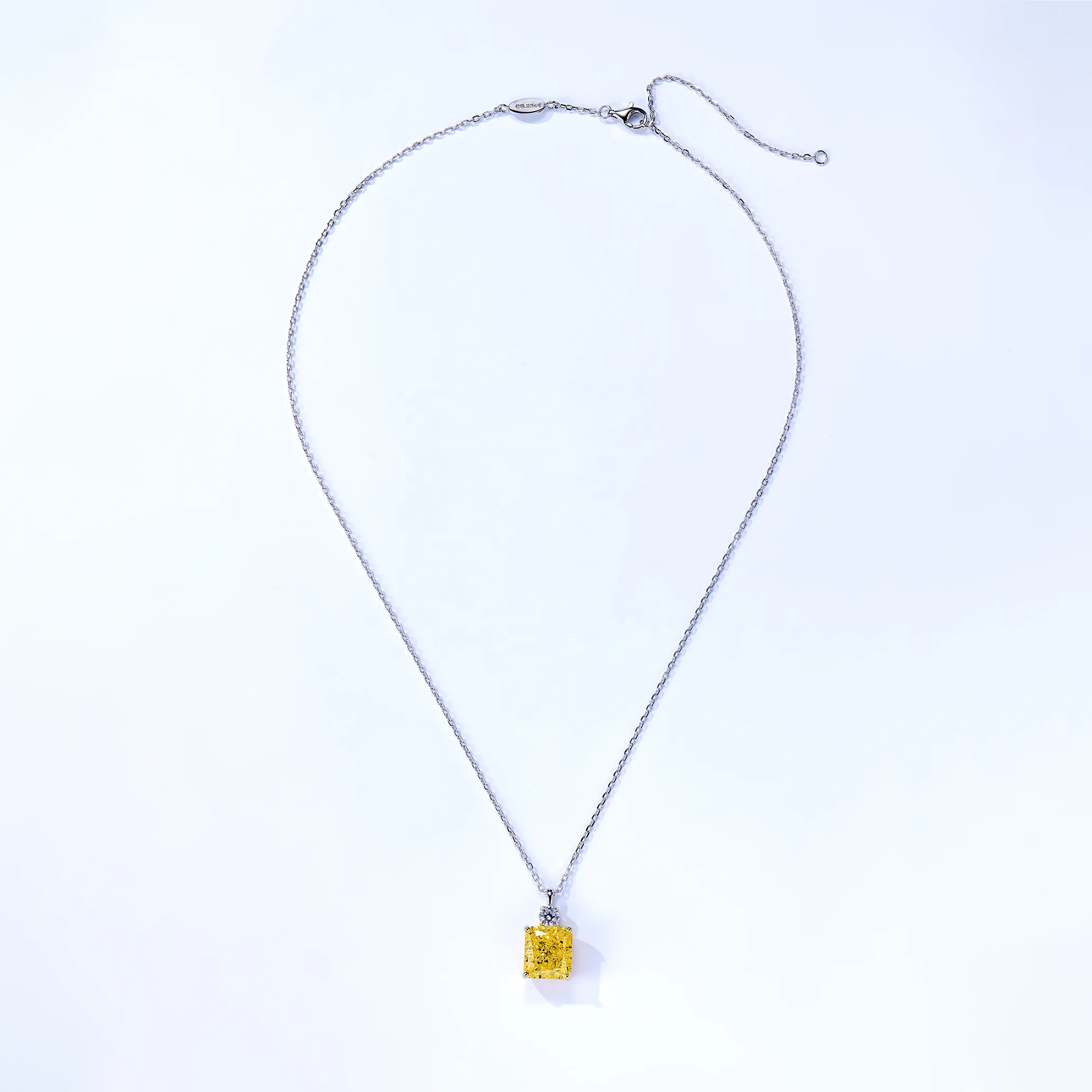 

S925 sliver cz pendant Yellow diamond necklace